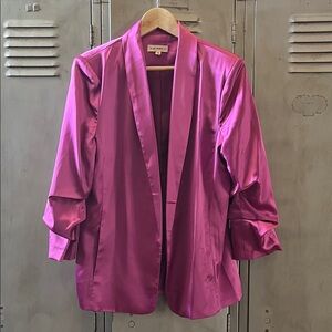 Eesome Fuchsia Satin Blazer